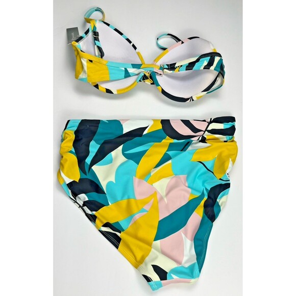 Tahari Bikini Set NWT Bold Large Padded Push Up Twist Top XL High Waist Bottoms - Picture 5 of 9